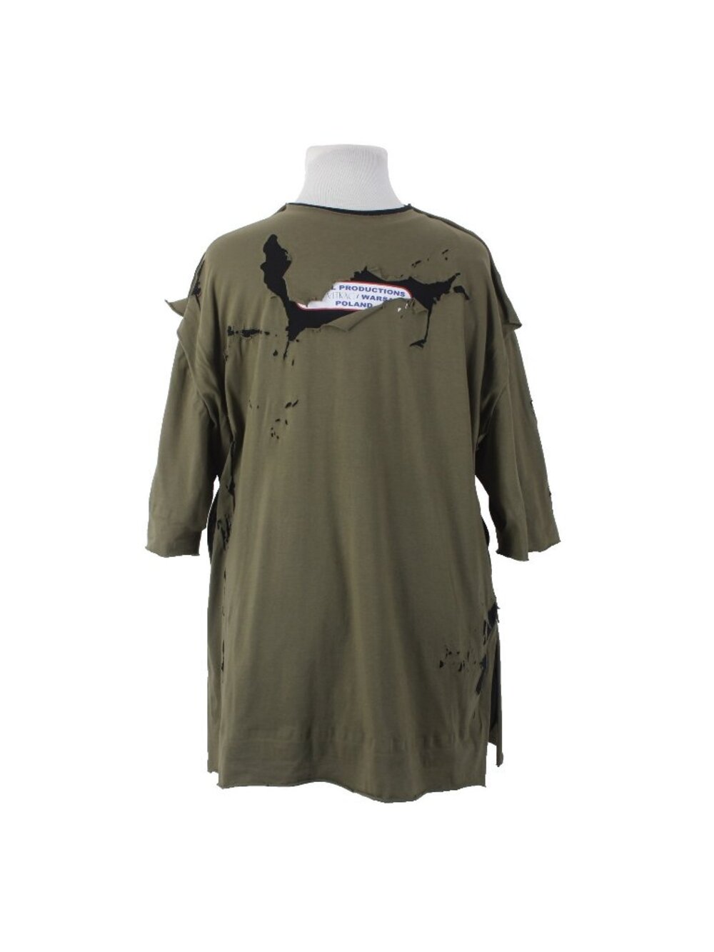 Diesel Shirt Farfetch Sz 2X Olive Green Black Distressed Tee 100% Cotton